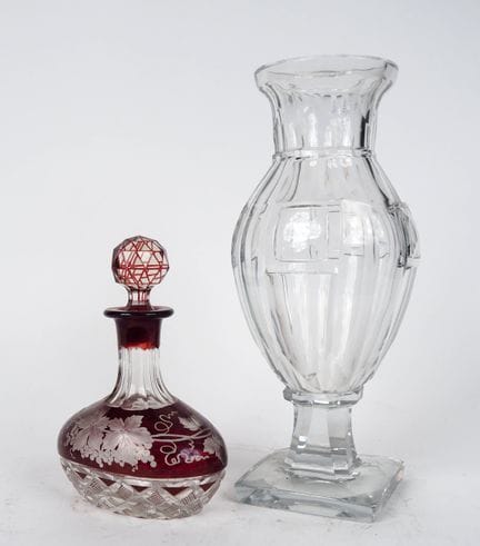 Flacon à liqueur en cristal de bohème bicolore à d