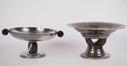 Paire de coupes de style Art Déco en bois et métal
