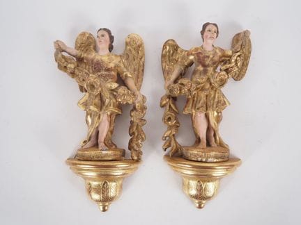 Par de figuras del siglo XIX en terracota policrom