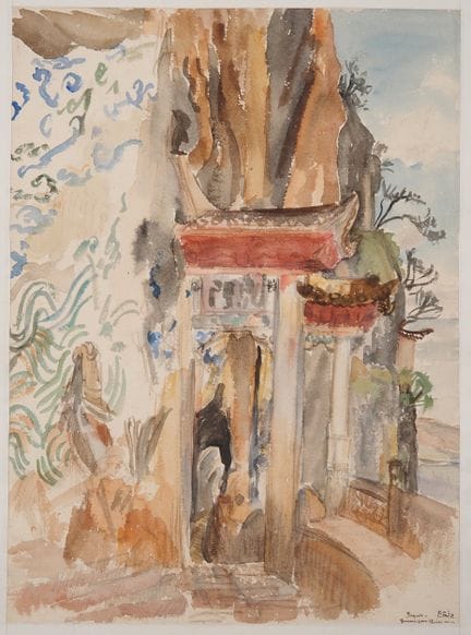 路易-罗伯特-贝特（1898-1948 年，1938 年获印度支那大奖）。
"塔，中国》。
水彩画，