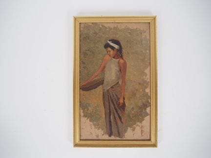 查尔斯·乌尔曼。
《一位年轻的印度支那女子肖像》。
木板油画。
尺寸：35 x 21.5 厘米。