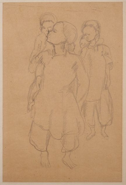 路易-罗伯特-贝特（1898-1948 年，1938 年获印度支那大奖）。
"背着孩子的印度支那母亲