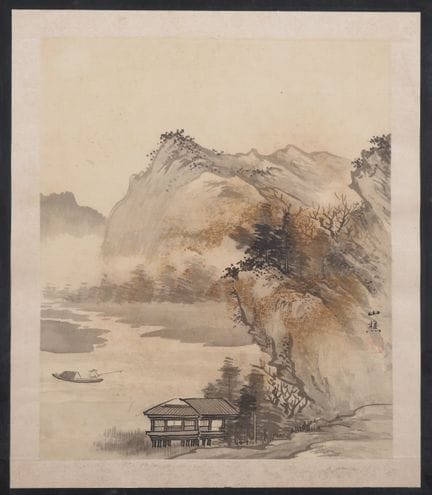 Deux pages d’albums chine représentant des scènes 