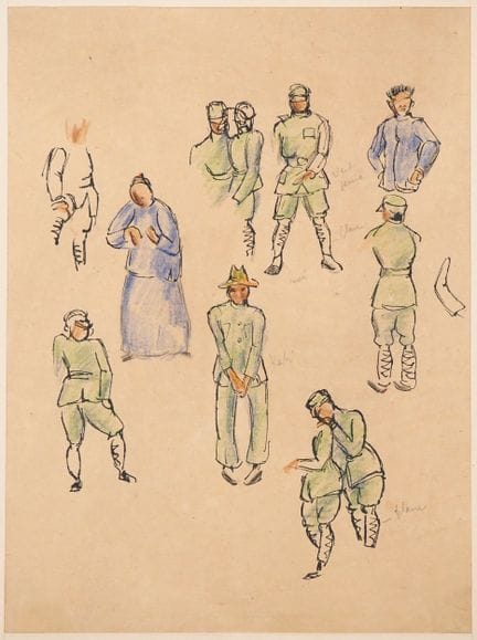路易-罗伯特-贝特（1898-1948 年，1938 年获印度支那大奖）。
"中国士兵
纸上水墨和色