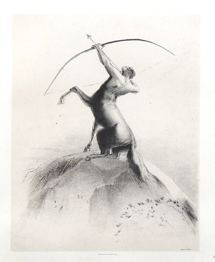 ODILON REDON. 
"Centaure visant les nues"
Lithogra