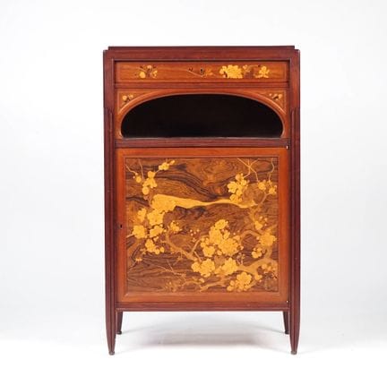 GALLE. 
Marquetry sideboard decorated with floweri
