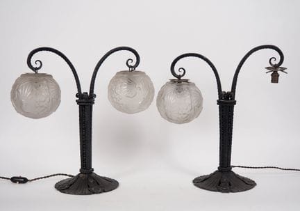 MULLER Frères in Lunéville.
Pair of Art Deco lamps
