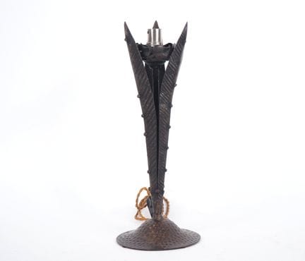 Art Deco lamp base made of hammered metal with a f