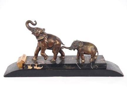 SOLEAU. 
"The Elephants"
Art Deco-style bronze scu