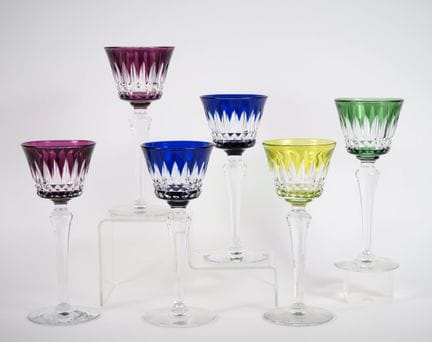 BACCARAT. 
Set of 6 "Piccadily" two-tone crystal R