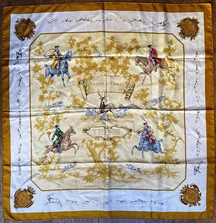 HERMES Paris - Silk square with damask print, titl