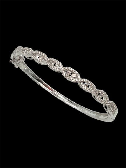 BRACCIALE rigido con chiusura a fibbia in oro bian