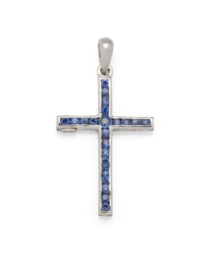 Pendente a "croce bifronte" in oro bianco (750‰) c
