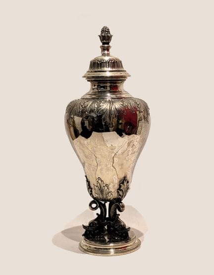 Vaso con coperchio in argento italiano (800/00) co