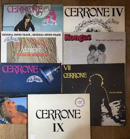 Disco
Sept disques 33T/maxi 45T - Cerrone
VG+ à EX