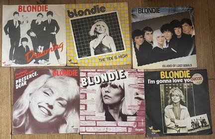 朋克
六张45转唱片——Blondie
包括德国版和比利时版——封面各异
品相从VG+到EX，从VG