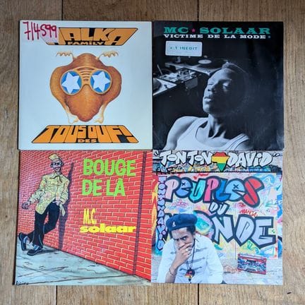 Rap
Quatre disques 45T - Rap français
VG+ à EX; VG