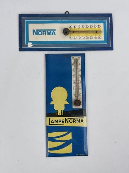NORMA : LOT de 2 THERMOMETRES PUBLICITAIRES "Norma