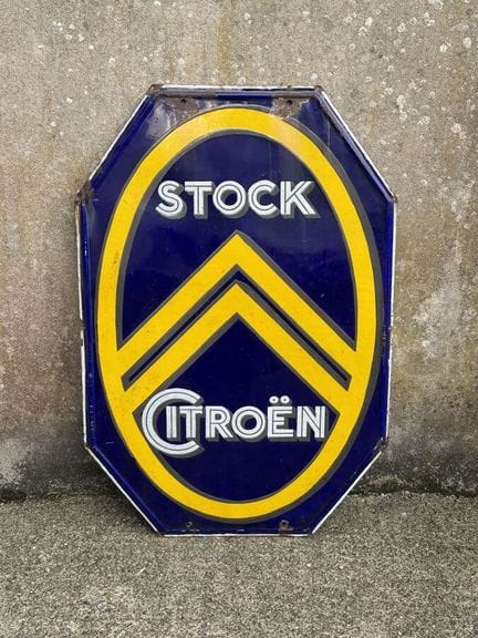 CITROEN : PLAQUE émaillée "CITROEN STOCK"(sauts d'