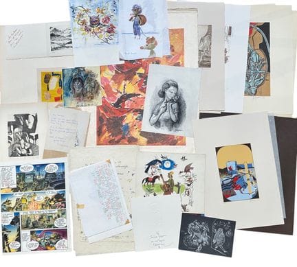 Raccolta di disegni, litografie, tavole di fumetti