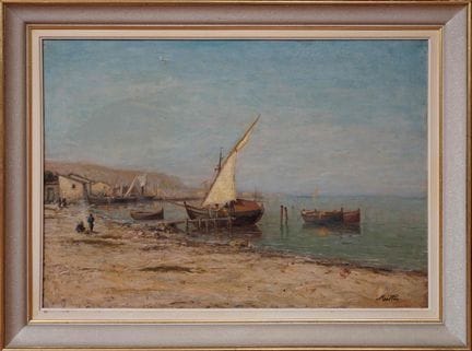 MILLER (XIX-XX secolo) Pescatori sulla spiaggia. O