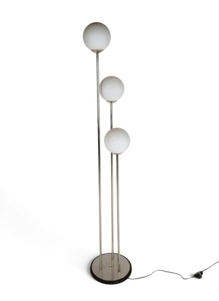 Lampada da terra Space Age a 3 luci in metallo con