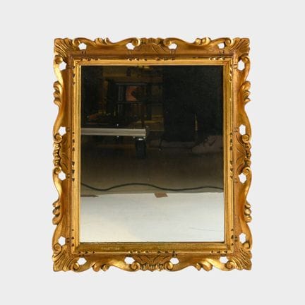 Miroir rectangulaire en bois doré à bords chantour
