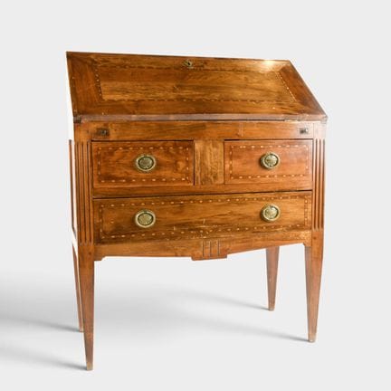 Commode scribanne en placage de bois, ouvrant à un