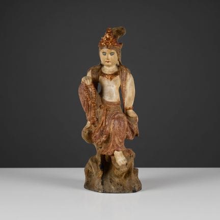 Figure en terre cuite polychrome représentant Guan
