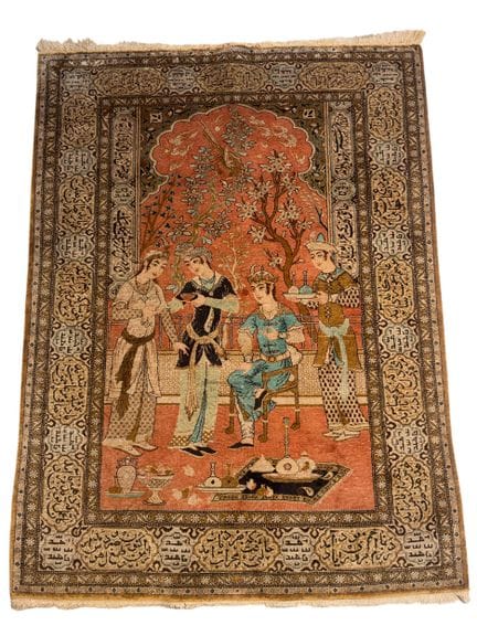 IRAN
Wool and silk carpet with a polychrome design