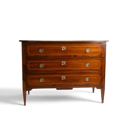 Right-hand veneered wood chest of drawers with inl
