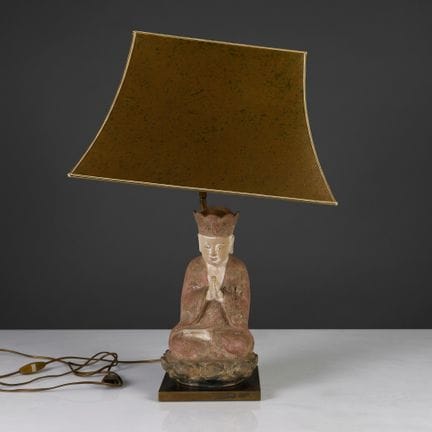 Lampe à poser en métal et céramique à décor de Bou