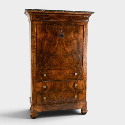 Secrétaire à doucine en placage de ronce de noyer 