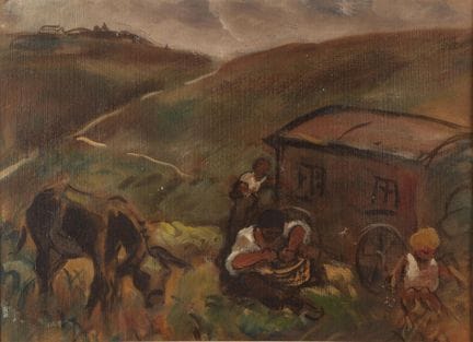 Géo MARESTE (1875-1940) 
La roulotte, gouache, non