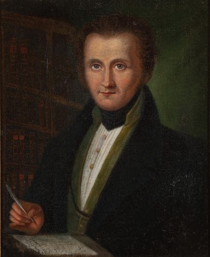Ecole du XIXème s 
Portrait d'homme à la plume
Hui