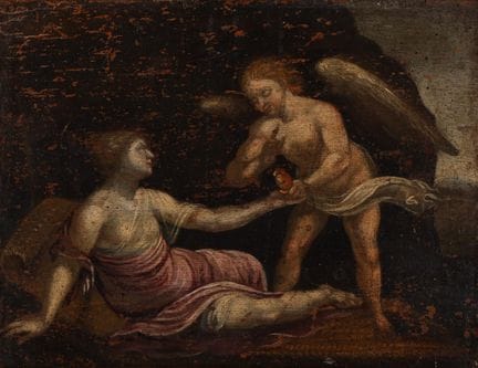 Ecole du XVIIème s 
Sainte femme visitée par un an