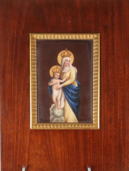 Ecole du XIXème s 
Vierge Marie à l'enfant
Plaque 