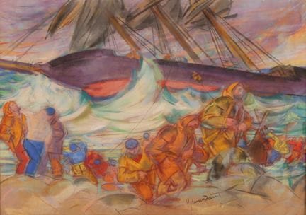 Jean-Julien LEMORDANT (1878-1968)
Bateau échoué - 