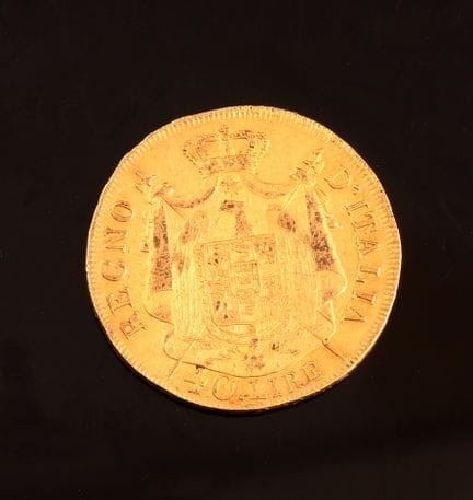Pièce de 40 lires Napoléon Ier de 1808, en or jaun