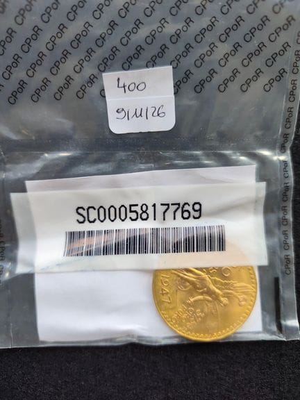 2 Mexican 50-peso yellow gold coins
Made of gold (