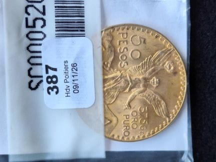1 Mexican 50-peso coin in yellow gold
Made of gold