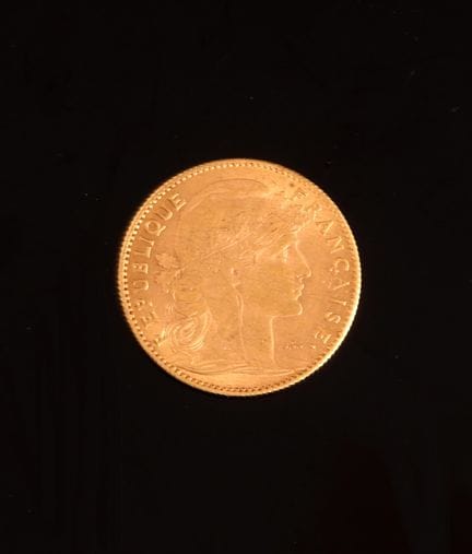 1 pièce de monnaie en or de 10 Francs français, Co