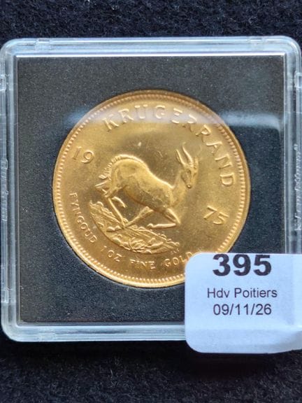 1 Krugerrand coin, South Africa
Gold (900‰)
Weight
