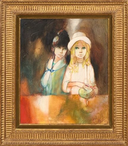 让-巴蒂斯特·瓦拉迪埃（生于1933年）
《两位年轻女子》 1998年 布面油画，右下角签名并注明创
