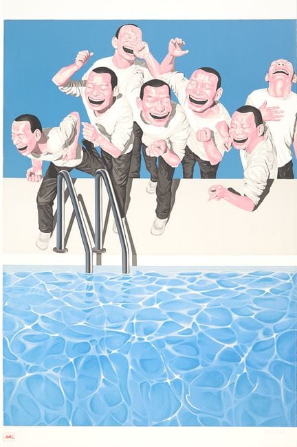 岳敏君（1962年出生）
《纵身跃水》，选自作品集《Snatched Ecstasy》的第3幅版画，