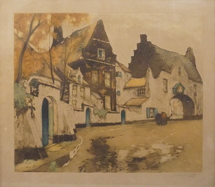 D'après Julien Celos (1884-1953): "Rue d'un villag
