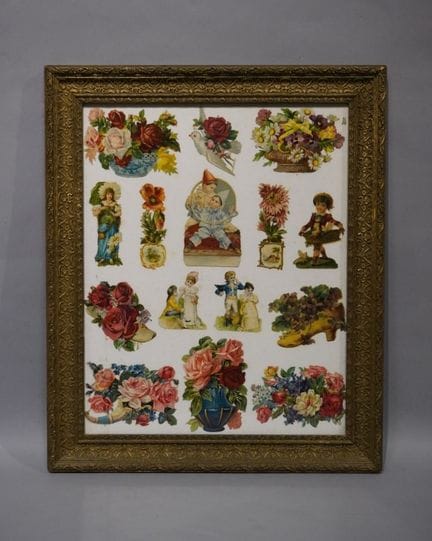 色版画画框：“花卉”和“儿童”。48.5×38.5 厘米