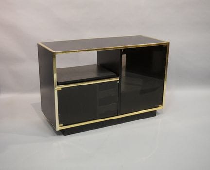 Hi-Fi-Schrank aus schwarzem Laminat mit goldenen Z