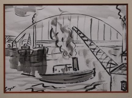 Jacques-Henri GUYOT (1946): "Bateaux au port", lav