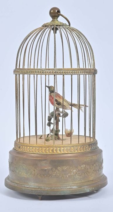 Kleiner Singvogelkäfig aus Messing.
Frankreich, um